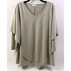 Song N Spirit Lagenlook Textured Asymmetrical Poncho Tunic L/XL